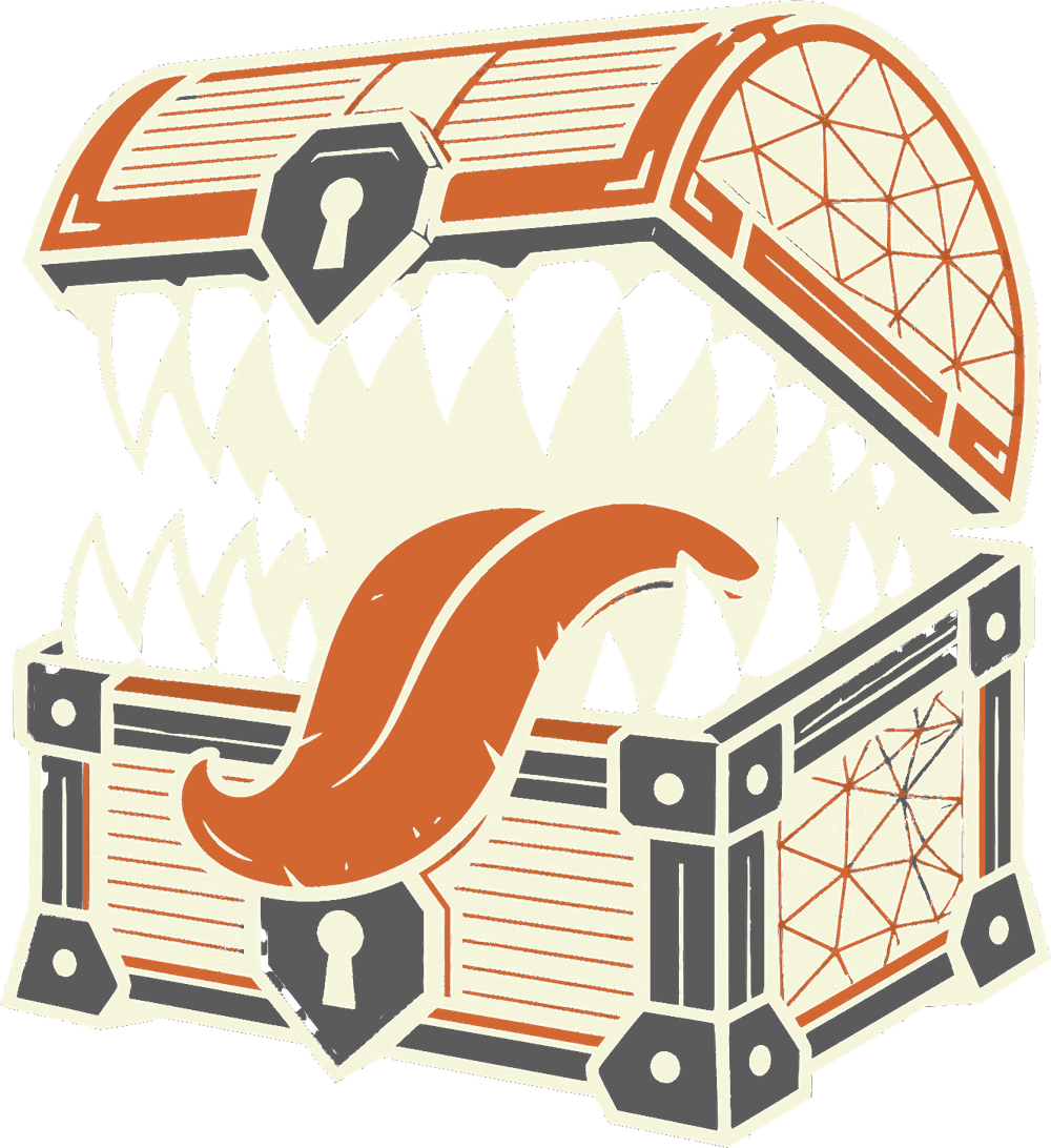 The MimicWorkshop mimic chest — a treasure chest with teeth and a lolling tongue